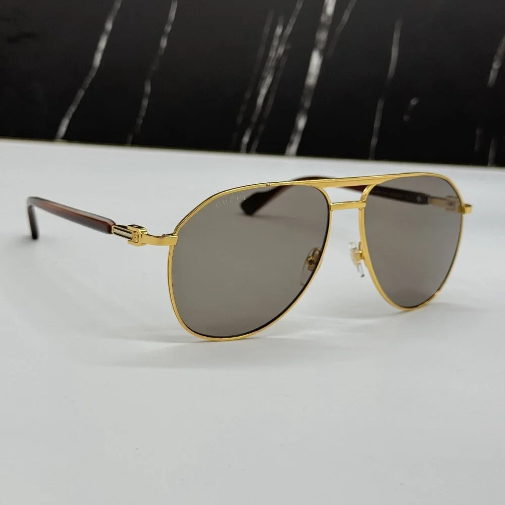 NEW GUCCI GG1220S 002 MEN GOLD/GRAY SUNGLASSES GUCCI